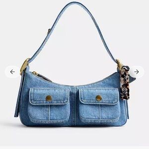 BRAND NEW!  Coachtopia Cargo Shoulder Bag In Upcrafted Denim